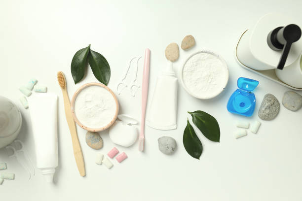 Concept of tooth or oral care, top view